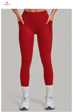 Women's Gym High-waisted High-stretch Yoga Pants with Side Pockets Leggings Workout Running Tights Quick-dry Fitness Trousers
