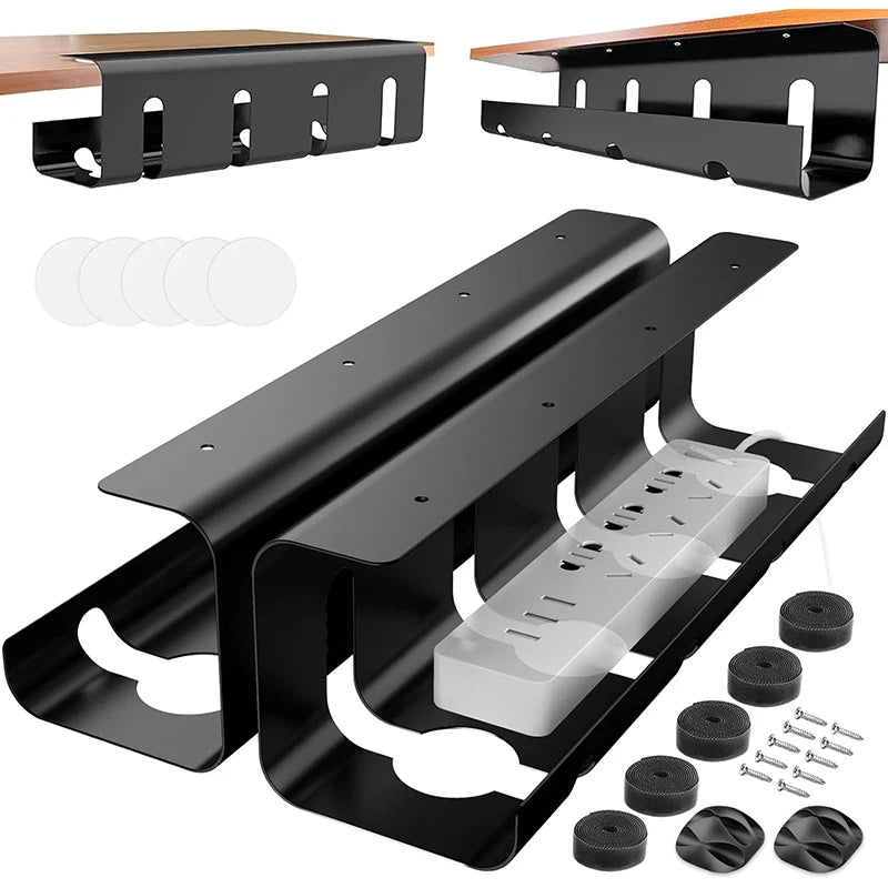 Under Desk Cable Management Tray No Drill Steel Desk Cable Management Tray with Wire Organizer and Desk Cord Organizer Image principale du produit