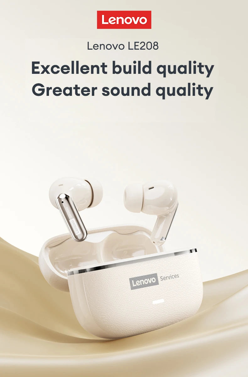 Choice Lenovo LE208 Wireless Leather Earphones Bluetooth 6.0 ENC Earphones Noise Reduction Headphone Low Latency Gaming Headset