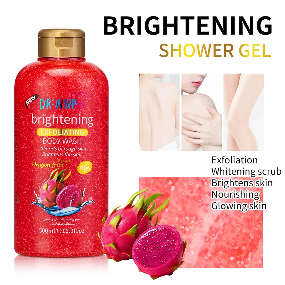 500ml Rose Kojic Acid Lavender Shower Gel Deep Cleansing Brighten Skin Scrub Body Wash Exfoliator Body Care Fragrance Skincare