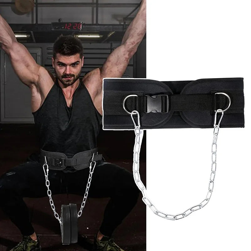 Thicken Weight Lifting Belt With Chain Dipping For Pull Up Carrying Fitness Back Muscle Strength Training Image principale du produit