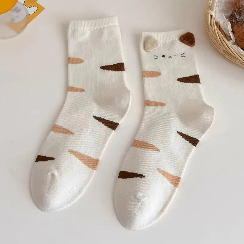 Fashion Sweet Cute 3D Animal Ears Pig Hosiery Winter Warm Cartoon Socks for Children Harajuku Cotton Soft Home Floor Sock