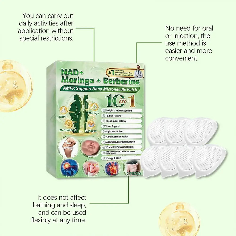 1-5X 10-in-1 Berberine x NAD+ Weight Management Assistance Patch Easy To Use Body Weight Loss Sticker Body Care Patch
