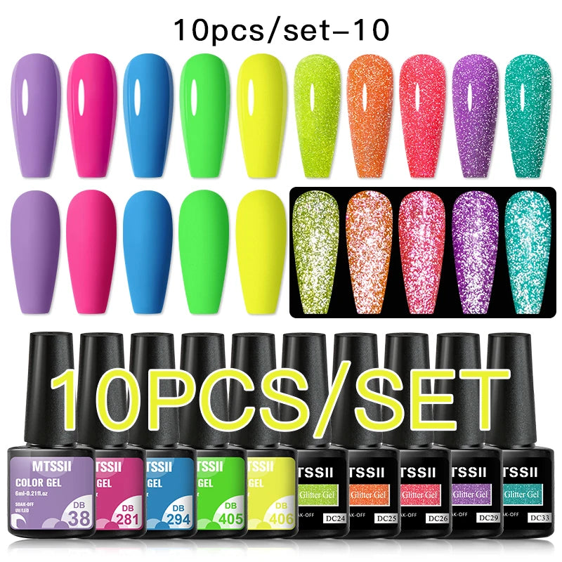 10/12PCS/SET Cat Magnetic Gel Nail Polish Set 9D Reflective Glitter Gel Semi Permanent UV Gel Soak Off Sparkling Nail Art Kits
