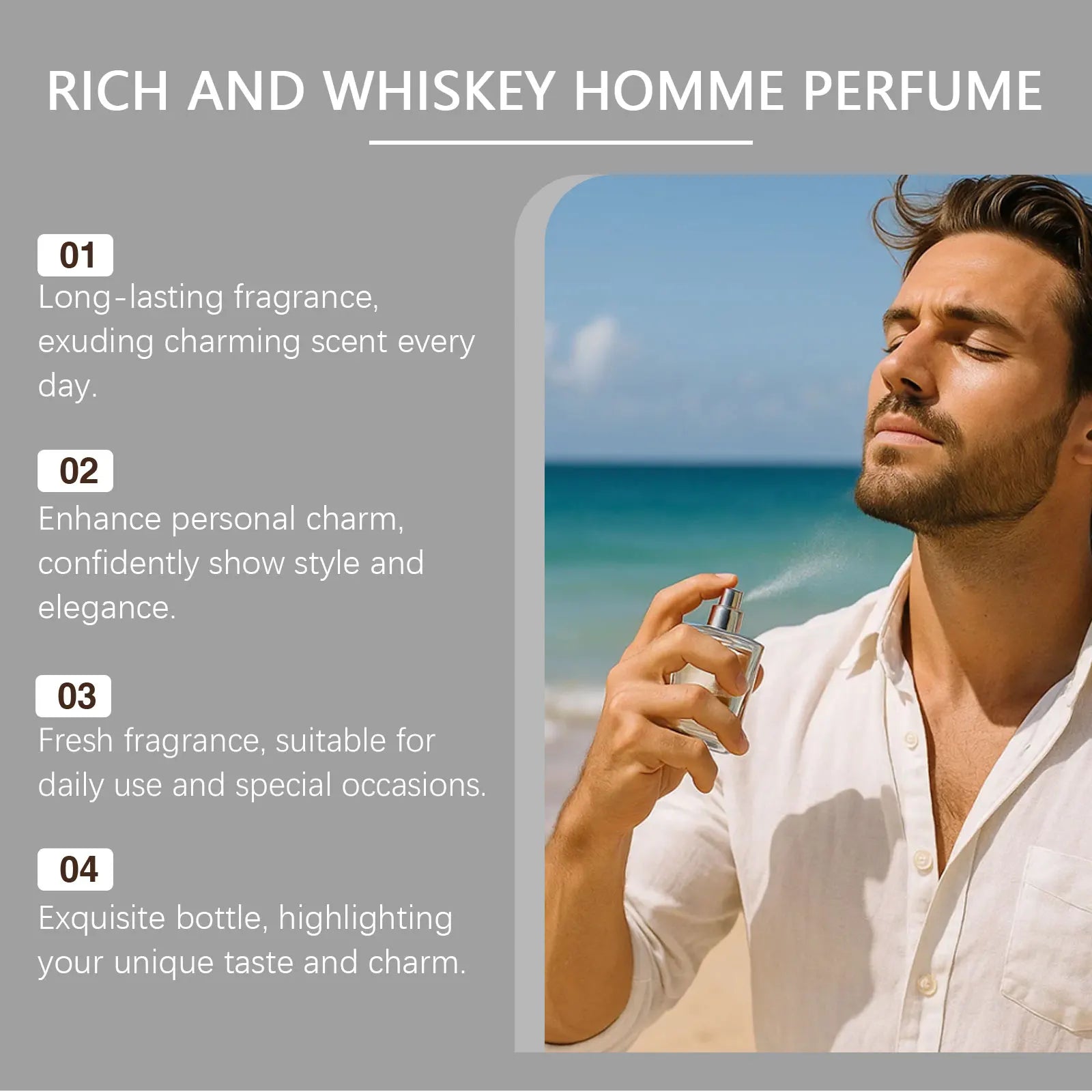 ROXELIS 50ml Rich And Whiskey Homme Perfume Long-lasting Fragrance,Enhance Personal Charm, Confidently Show Style and Elegance Secondary image