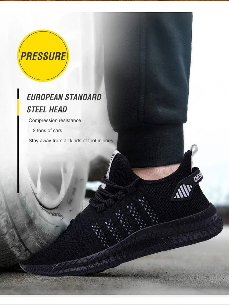 Work Safety Shoes Summer Breathable Men Air Cushion Work Protective Sneakers Anti-Puncture Work Shoes Male Steel Toe Shoes