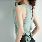 Sexy Sleeveless Backless Sports T-Shirt Women's Gym Tank Top Loose Sportswear Breathable Workout Tank Top Fitness Yoga Dance