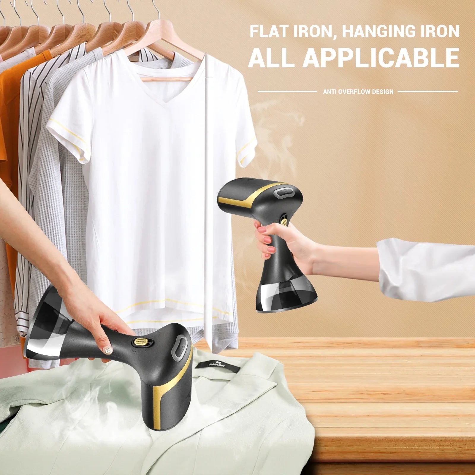 1500W Handheld Steam Iron Fast-Heat Garment Steamer Portable Travel Foldable Ironing Machine Household Electric Fabric Steamer