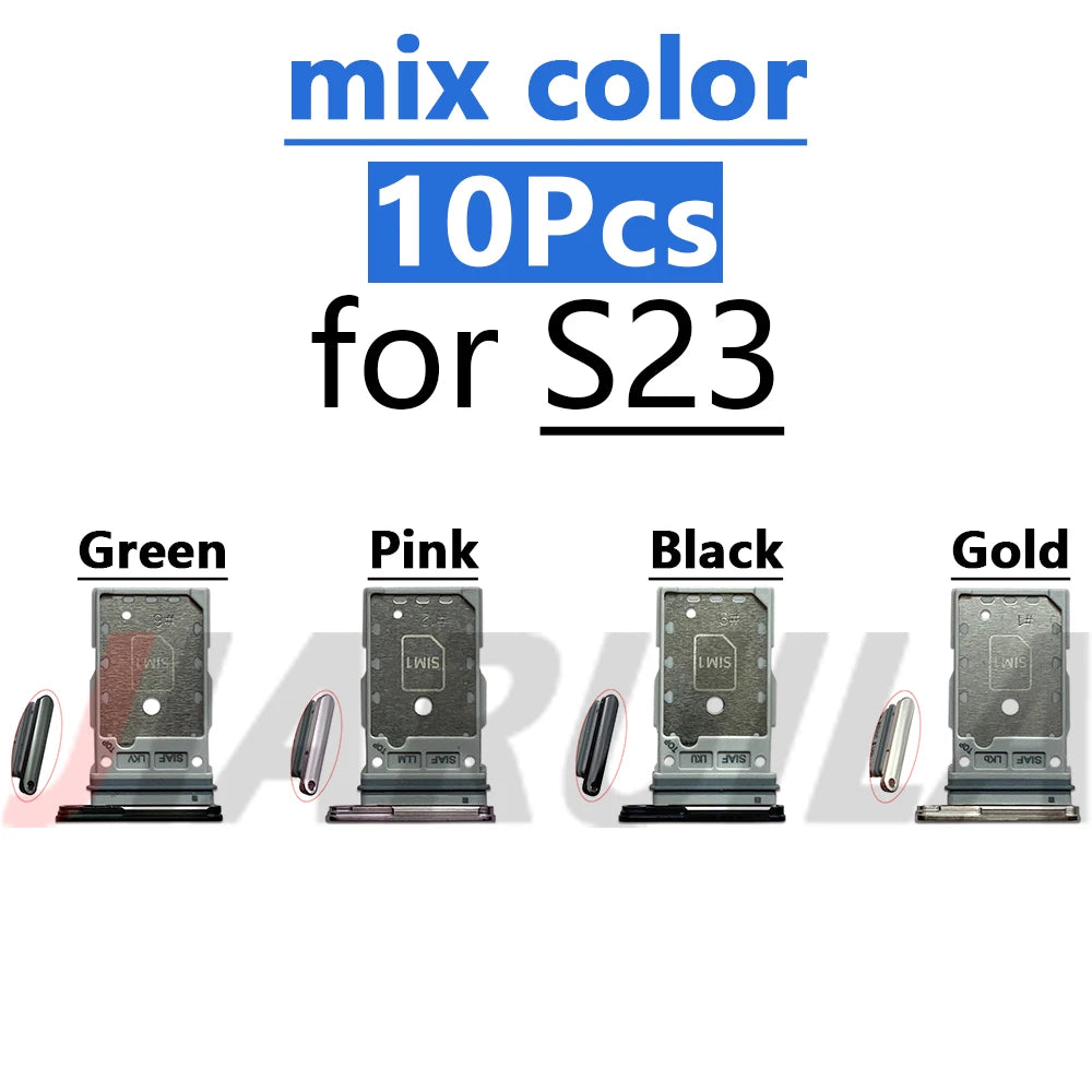 10Pcs mix color SIM SD Dual Card Phone Card Tray Holder Adapter For Samsung S23 S24 S25 Plus S23 Ultra Sim Card Drawer Slot Tray