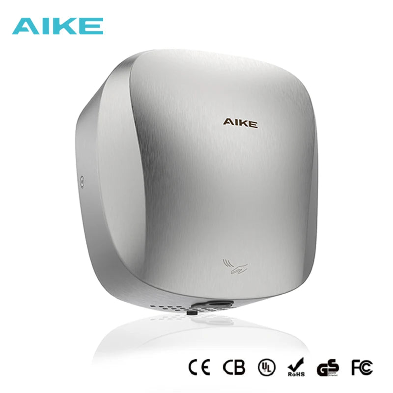 AIKE Air Tank Heavy Duty Automatic Hand Dryer HEPA Filter UL Approved 1450W Brushed Stainless Steel Finish Hand Drying Machine Main image