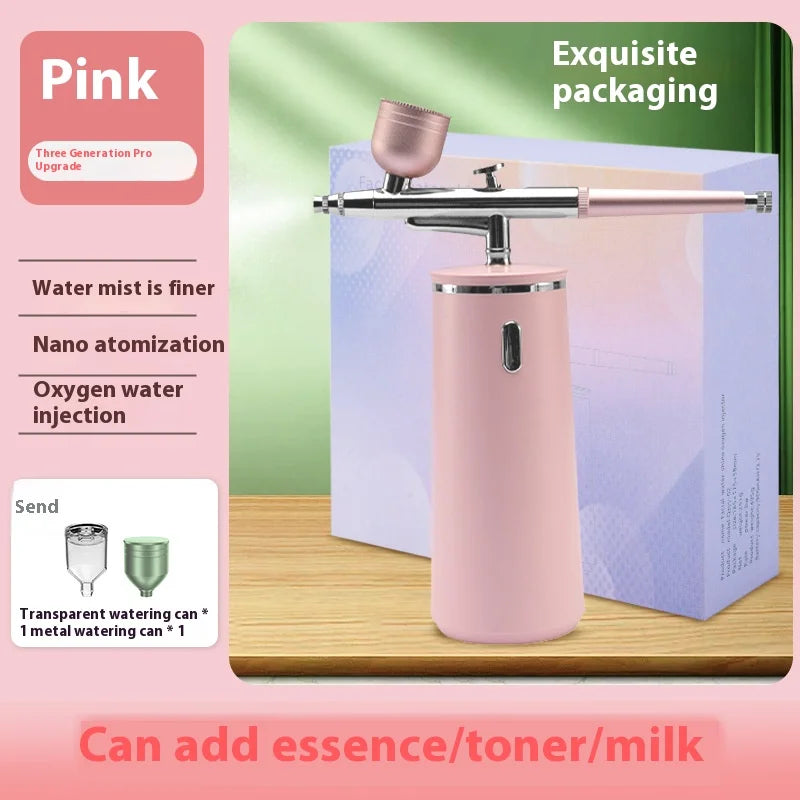 Nano Spray & Oxygen Infusion Facial Device - Hydrating & Brightening Machine for Home Spa, Portable High Pressure Skin Care Tool