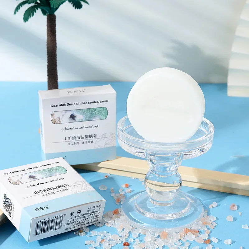 Goat's Milk Sea Salt Anti-mite Soap Hand-made Mite-removing Soap Cleansing Hand Bath Soap 85g Main image
