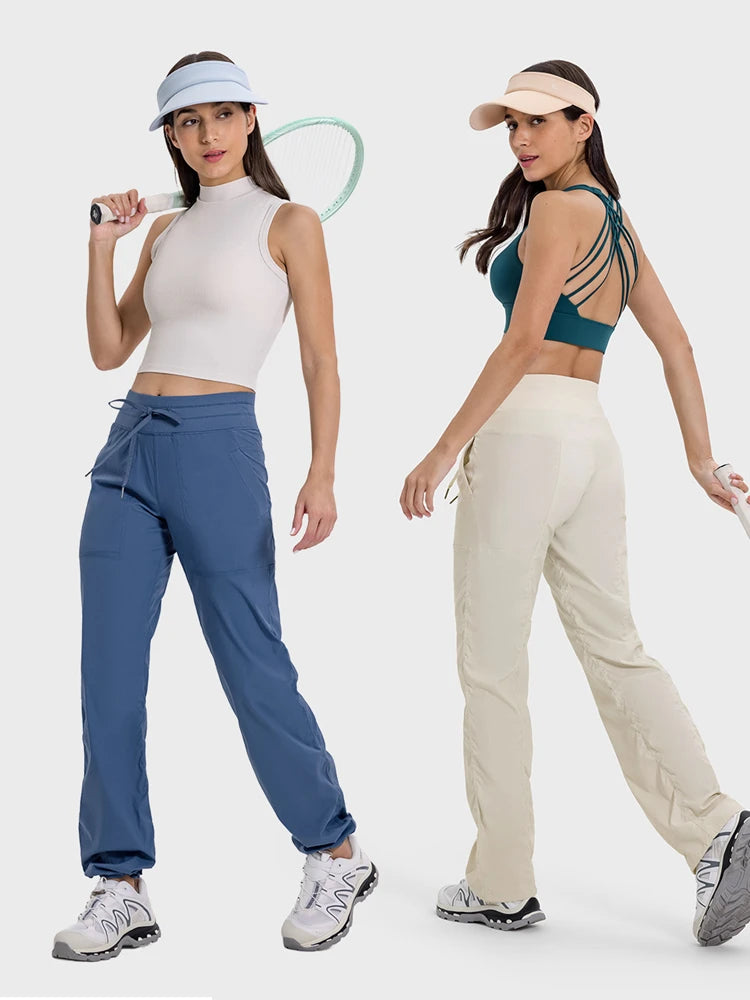 Women Quick Drying Sports Pants Lightweight Breathable Running Fitness High Waisted Loose Wide Leg Casual Yoga Pants 2024 Autumn Image principale du produit