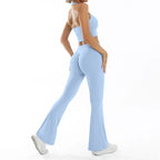 Scrunch Sports Suit Women's Yoga Set Gym Wear Sexy Sports Bras and Flared Leggings Sets Fitness Outfits Female Workout Clothes