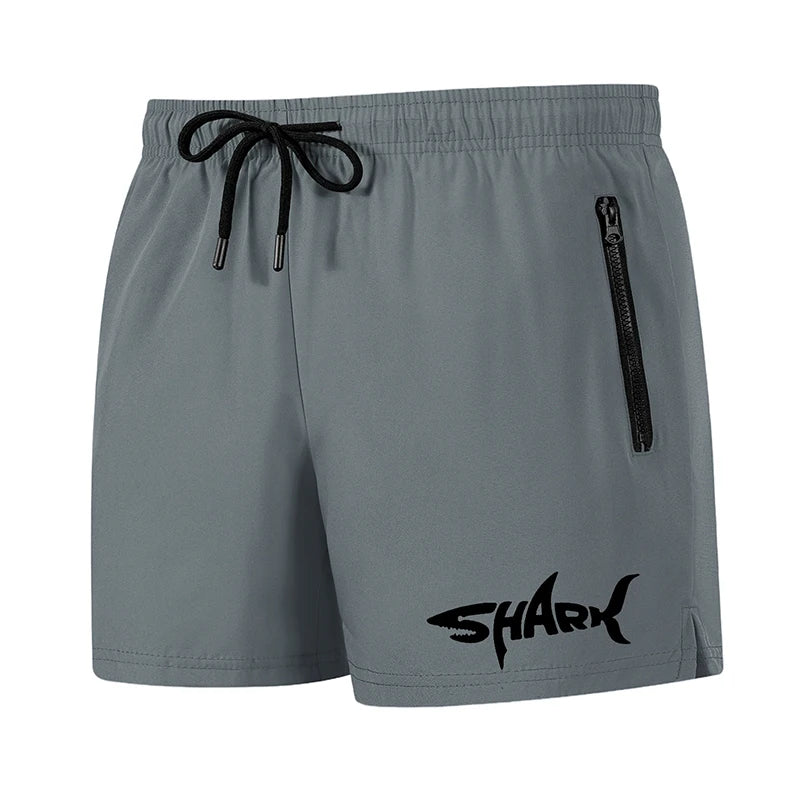Shark Graphic Men's Board Shorts Summer Casual Beach Shorts with Mesh Liner Zipper Pockets Quick Dry Swim Trunks Bathing Suit
