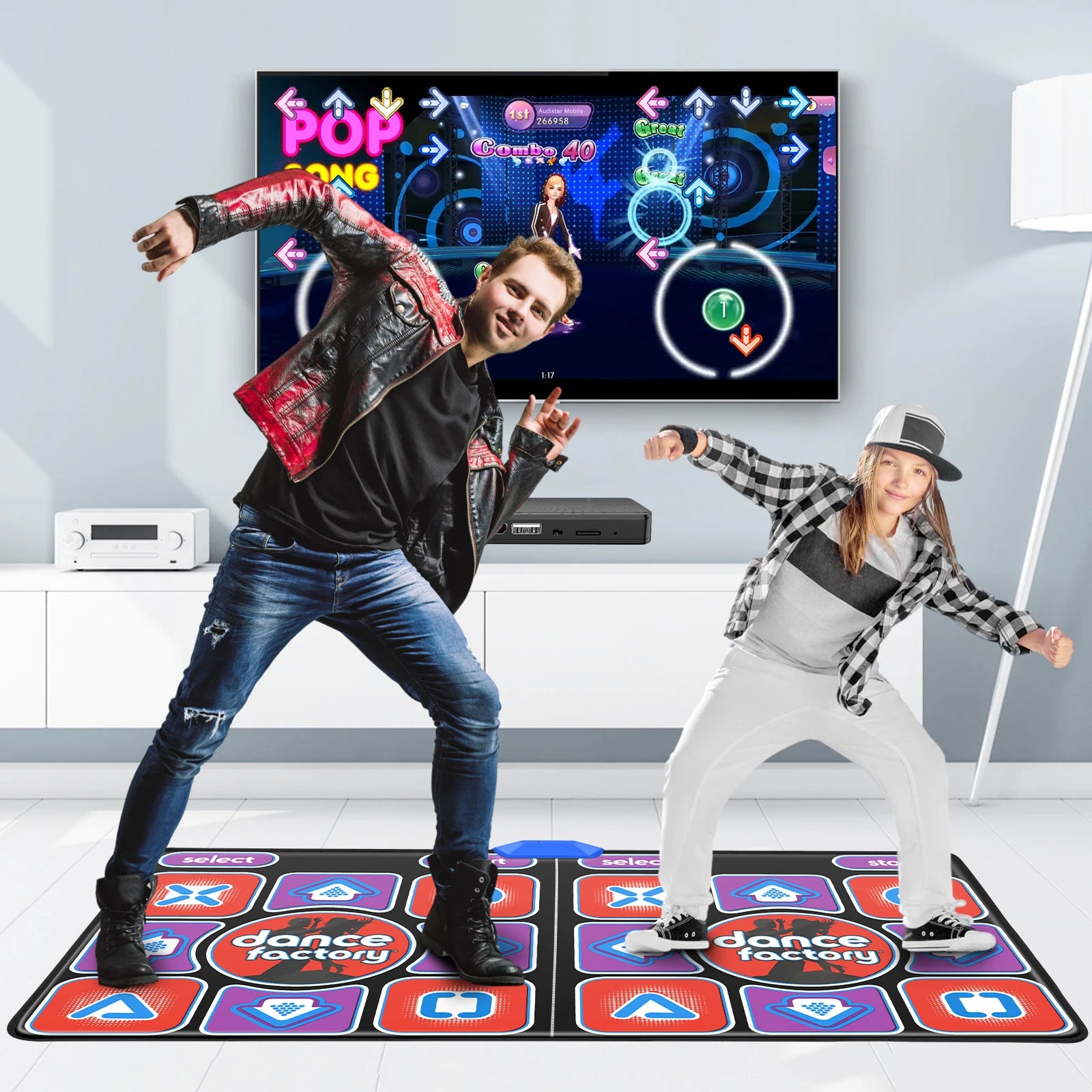HDMI Double Dance Mat Yoga Fitness Dance Games With MV/3D/Cartoon Dance Mode, Self-Update Non-Slip Wireless Double Dance Pad