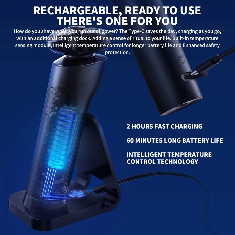 New MIJIA Electric Shaver S700 Portable Flex Razor 3 Head Shaving IPX7 Waterproof Washable Beard Trimmer Trimer Cutter 30 day