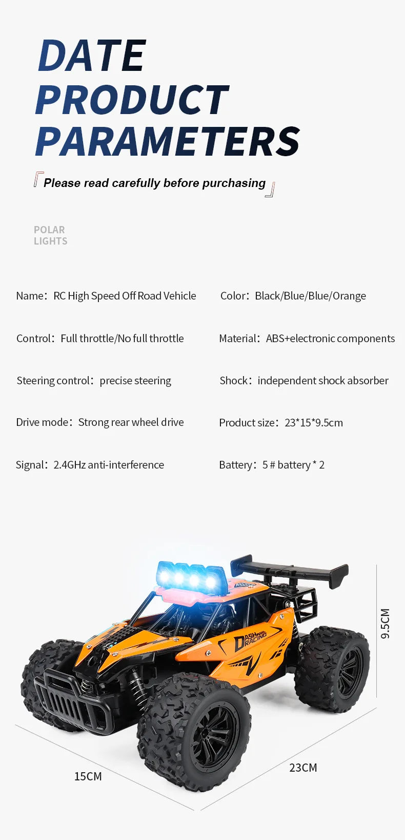 Oike RC Car 1:16 Model With LED Lights Radio Off-road Remote Control Climbing Vehicle Outdoor Cars Drift Race Toys Boys Gifts