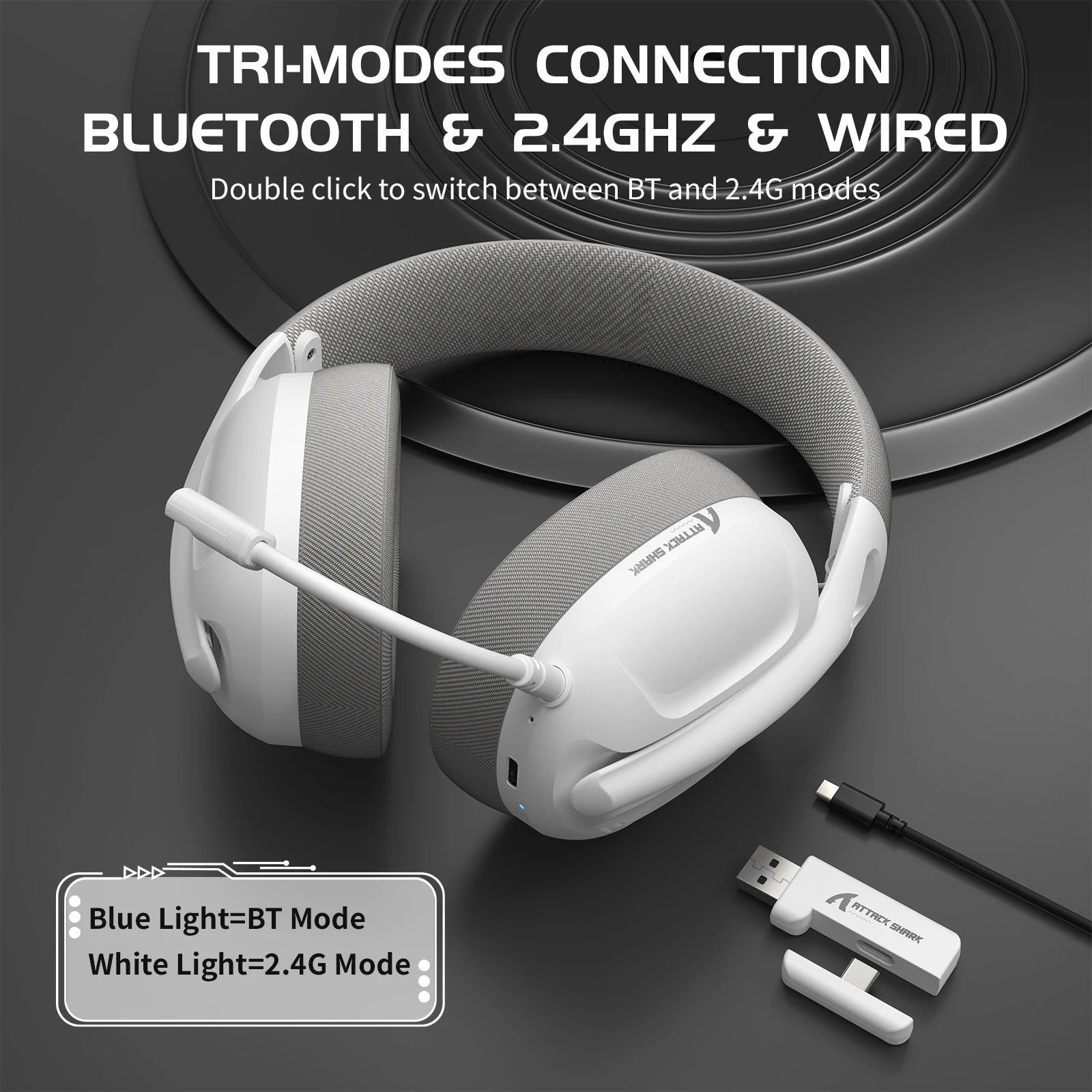 ATTACK SHARK L80 Ultra-Light Tri-Mode Gaming Headset Lightweight Wireless Gaming Headset for PC/PS4/PS5/Switch/Xbox Main image