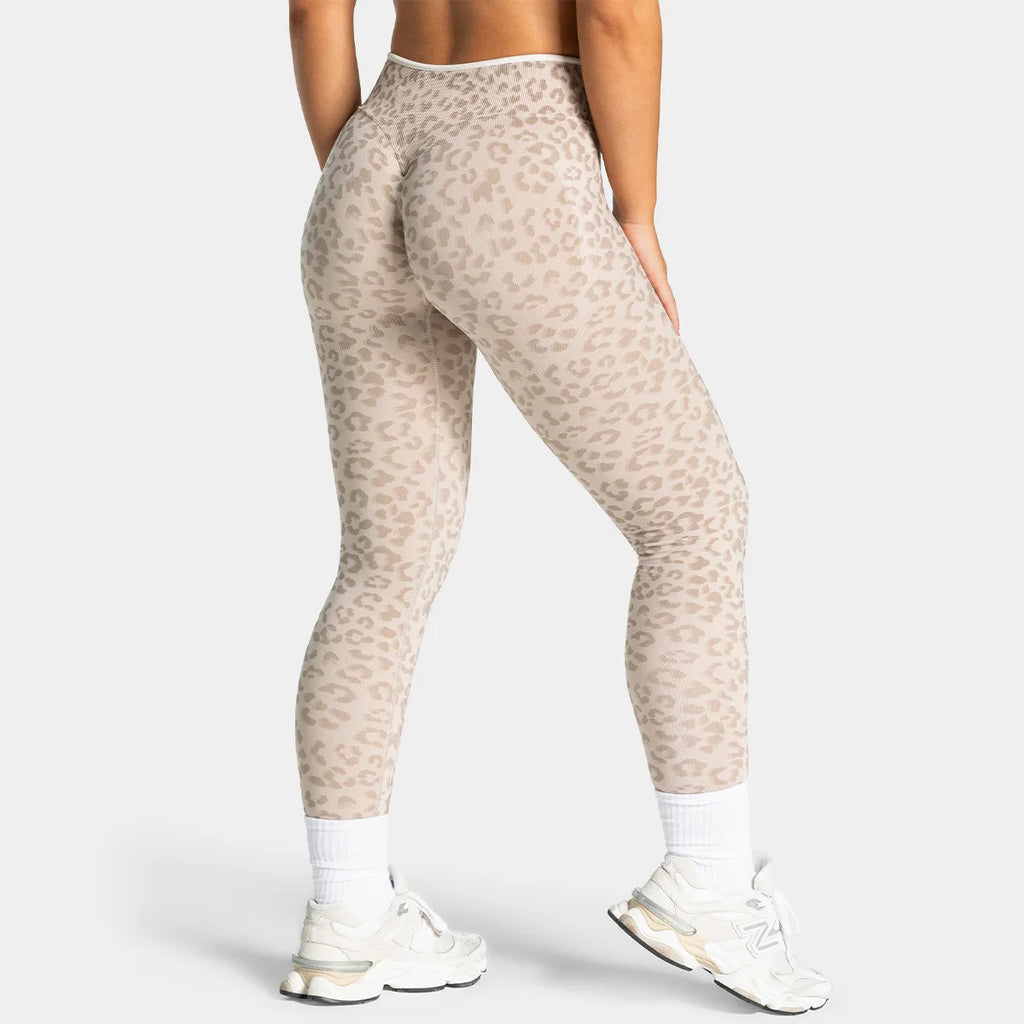 High Waist Leopard Print Yoga Pants, Butt Lifting Tummy Control Leggings 