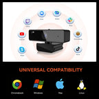 Nuroum 2K QHD Webcam 1440P 30FPS&1080P 60FPS Dual Mode, AI Noise Cancelling Mic,Streaming Camera, USB Plug & Play for PC/Mac