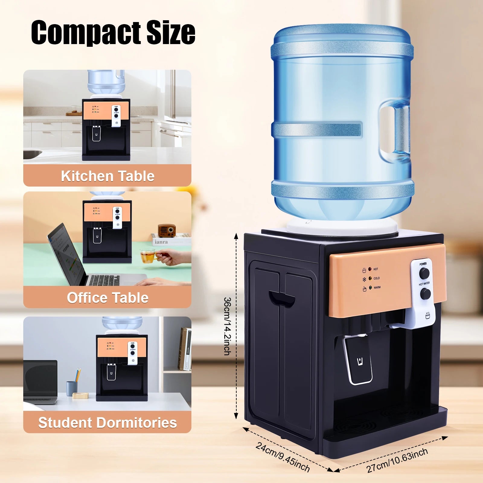 220v Hot Cold Water Dispenser Top Loading Water Cooler Dispenser Hold 3.5l/5l/10l /18.9l Countertop For Desks,coffee tables