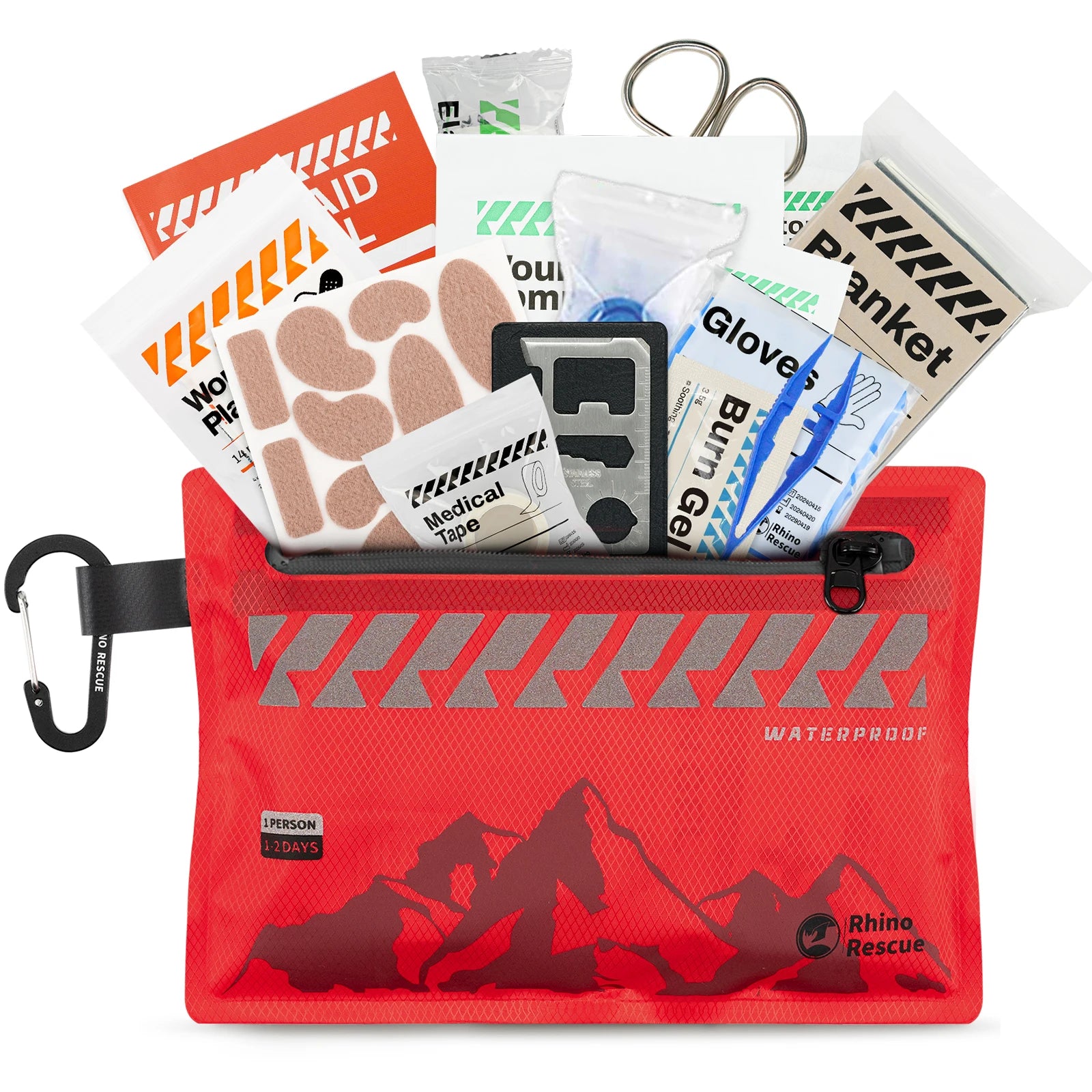 Rhino Rescue Small First Aid Kit - Ultralight Waterproof Medical Kit for Hiking Backpacking Cycling Travel Vehicles Main image