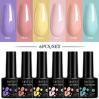 LILYCUTE 7ML 6PCS Neon Gel Nail Polish Set fluorescent Series Color Changing Semi Permanent Soak Off Manicure kit Nail Art Gel