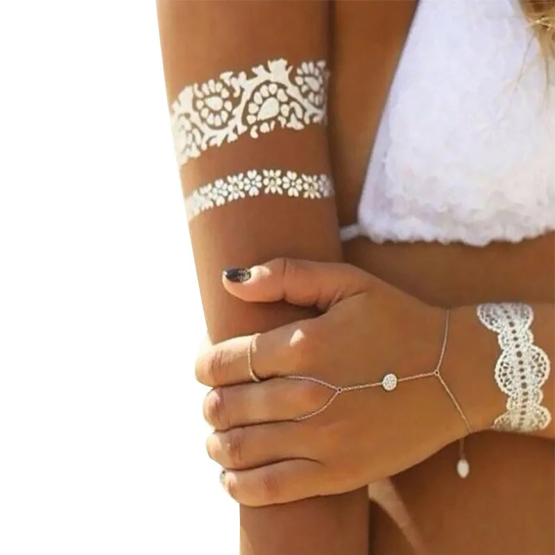 Gold Lace Tattoo Sticker Hanna Tattoo Tattoo Waterproof Temporary Tattoo Stickers Cool English Alphabet Fake Tattoos