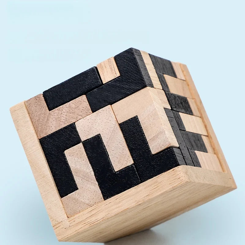 Creative 3D Cube Puzzle Luban Interlocking Creative Educational Wooden Toy Brain IQ Mind Early Learning Game Gifts For Children