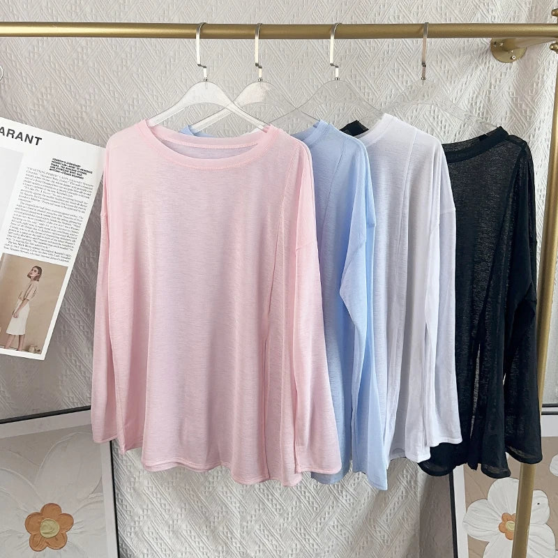 Women's Yoga Shirts Sports Tops Long Sleeve O-neck Breathable Running Shirt Loose Fitness Clothes Gym Sportwear Pilates T-shirts