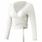 Yoga Clothing Cover-up for Women with Cross Straps, Slim Fit Sports Top, Fitness Long-sleeved and Beautiful Pilates Clothing