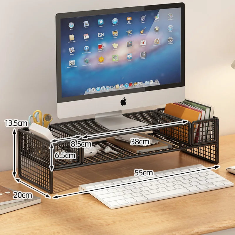 Height Adjustable Computer Stand Desk Monitor Laptop Cooling Rack Suspended Bracket Office Storage Solution