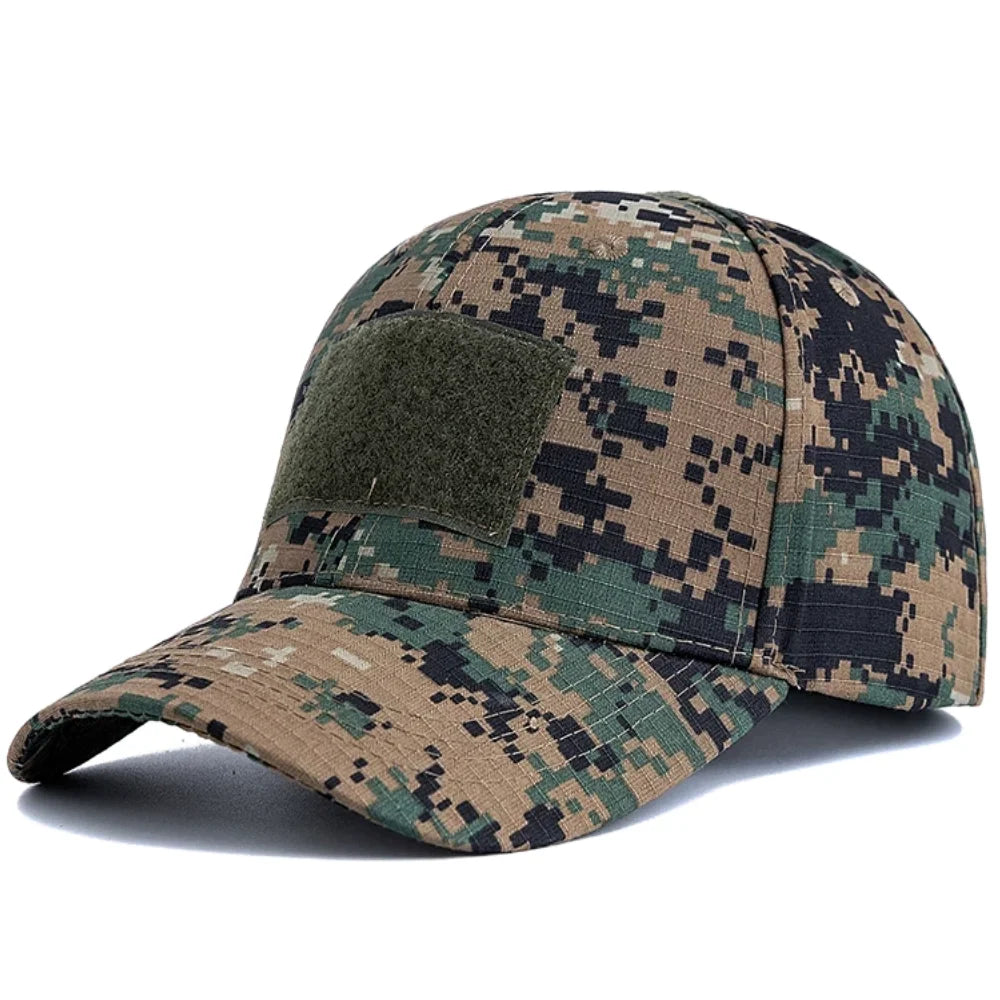 Men's Camouflage Tactical Baseball Cap With 3 Velcro Patches Military Camouflage Hat Cap For Outdoor Jugle Fishing Hiking Caps