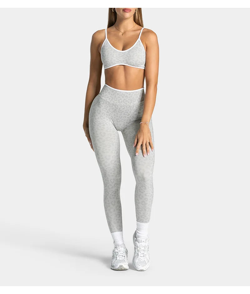 High Waist Leopard Print Yoga Pants, Butt Lifting Tummy Control Leggings 