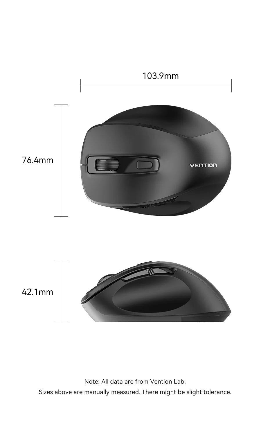 Vention Wireless Bluetooth 5.1 Mouse USB 2.4G Dual-Mode Ergonomic 4000 DPI Mute 6 Button Mouse for MacBook Tablet Laptop PC Mice