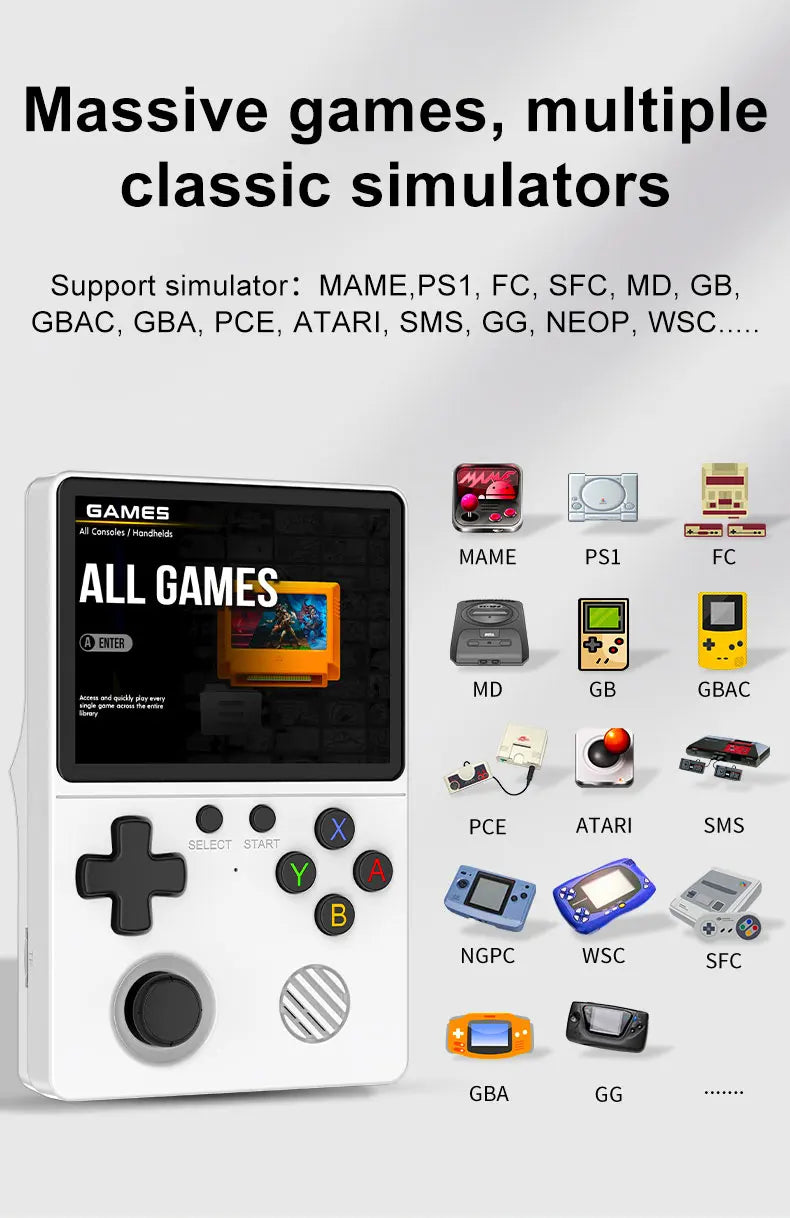 Newly Handheld Game Console with Multi-Platform Operation Support, HD IPS Screen, 3D Joystick, Ergonomic Game Console GB350