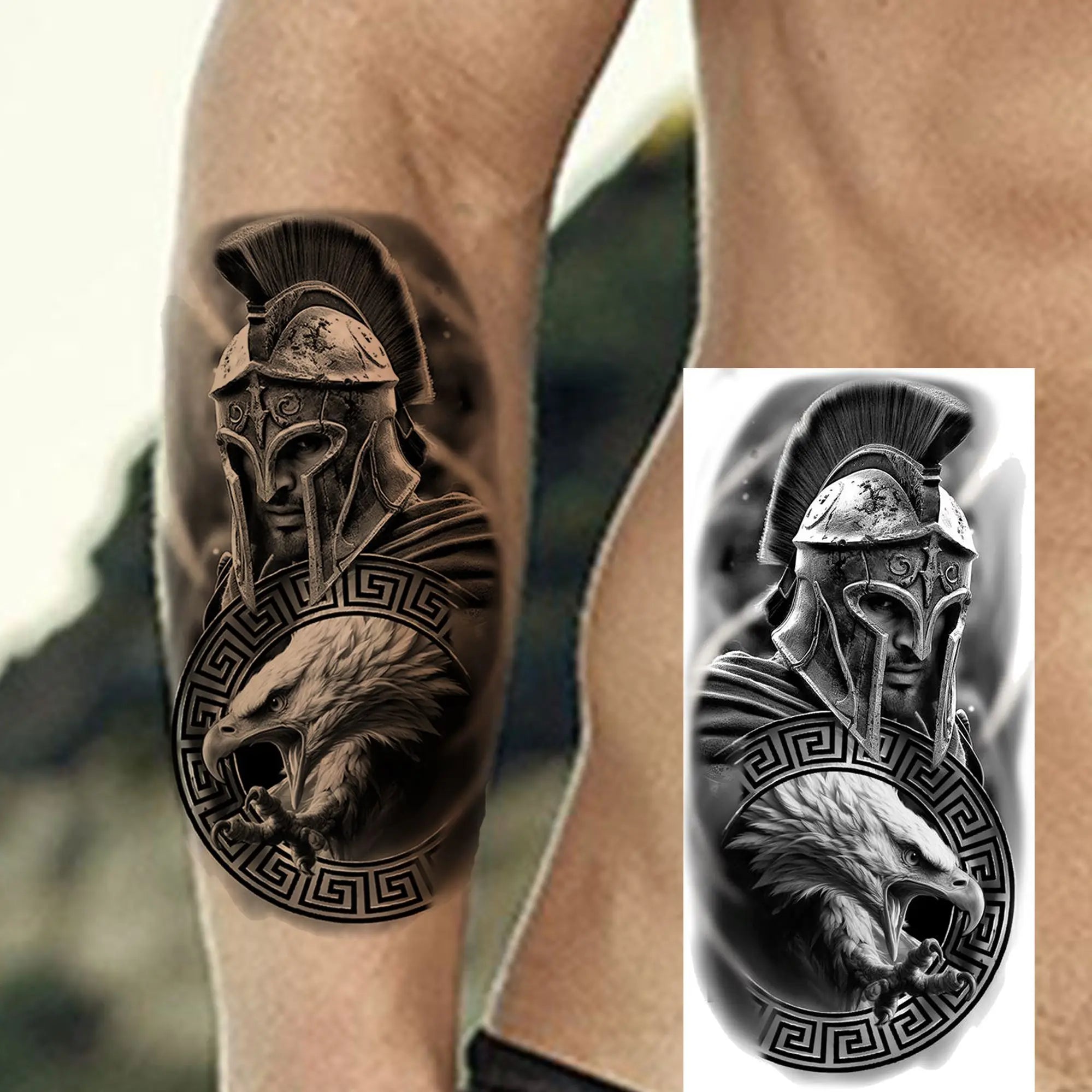 1 Sheet Waterproof Knight Warrior Gladiator Temporary Tattoos For Men Women Realistic Fake Tattoo Sticker  Forearm Tatoos Decals