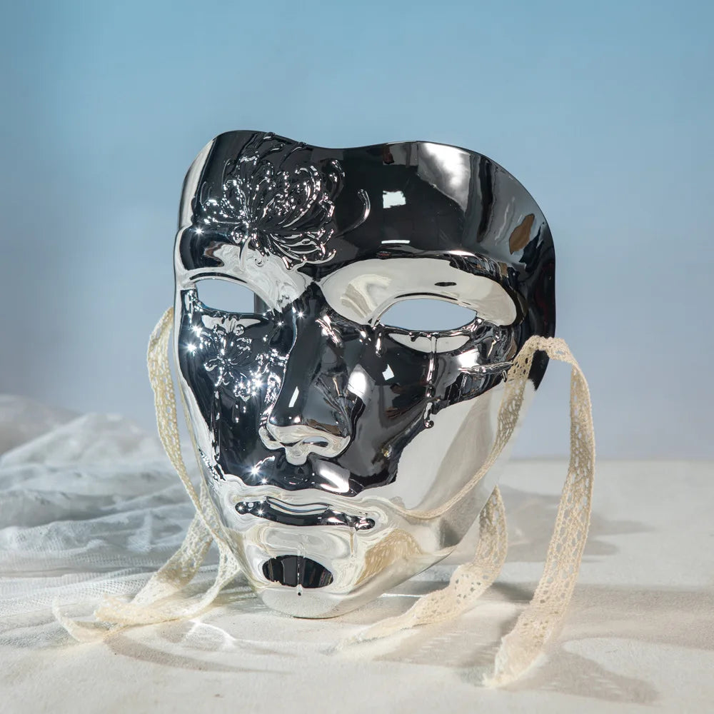 Masquerade Mask Metallic Color  Halloween Mask Full Face  For Women Men Cosplay Masquerade Costume Accessories