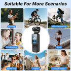W&O 4K HD Action Camera, 1.9'' CMOS Sensor, 180° Rotatable, USB Rechargeable, Handheld Sports Vlog Camera for Daily Recording