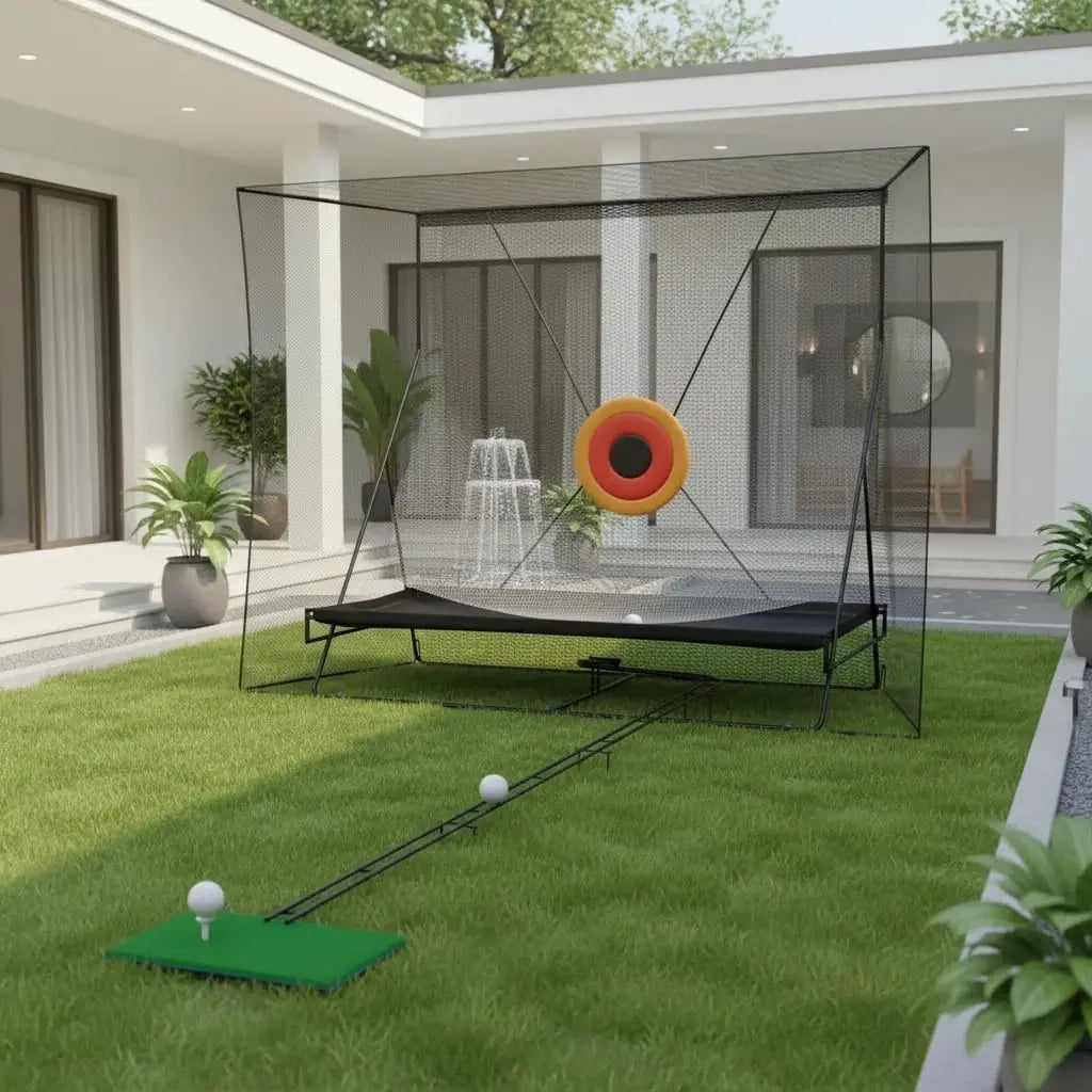 12x9Ft Golf Practice Cage Net Set with Metal Frame & Carry Bag Foldable Easy Setup Practice Nets for Indoor/Outdoor Training