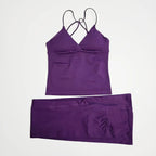 NCLAGEN Women Sportwear Vision Set Twist Front Longline Top + Flares 2 Pieces Fitness Suit Workout Running Outfit Gym Clothing