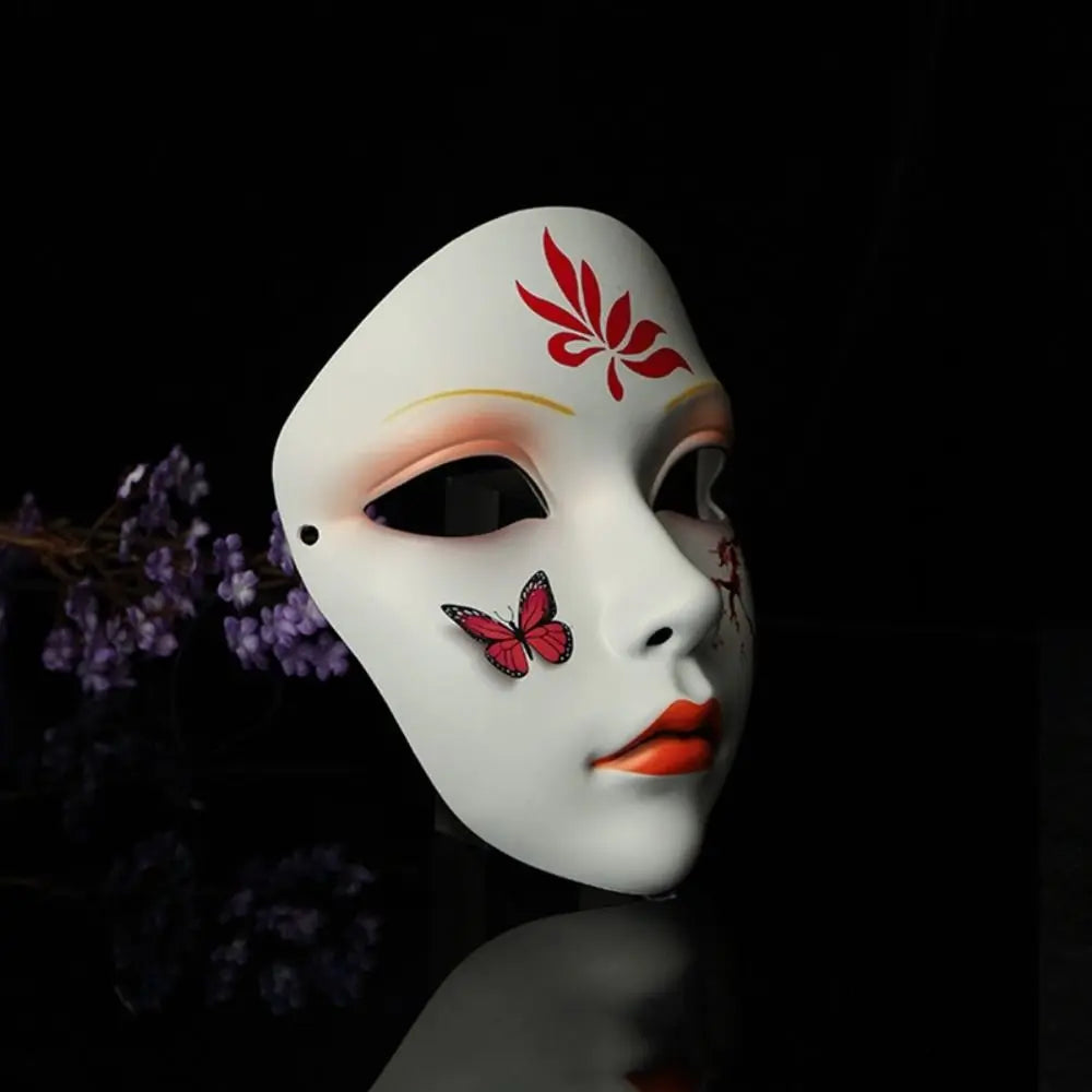 Party Supplies Full Face Cosplay Geisha Mask Flower Dress Up Hanfu Cosplay Mask Masquerade Spooky Japanese Mask Children's