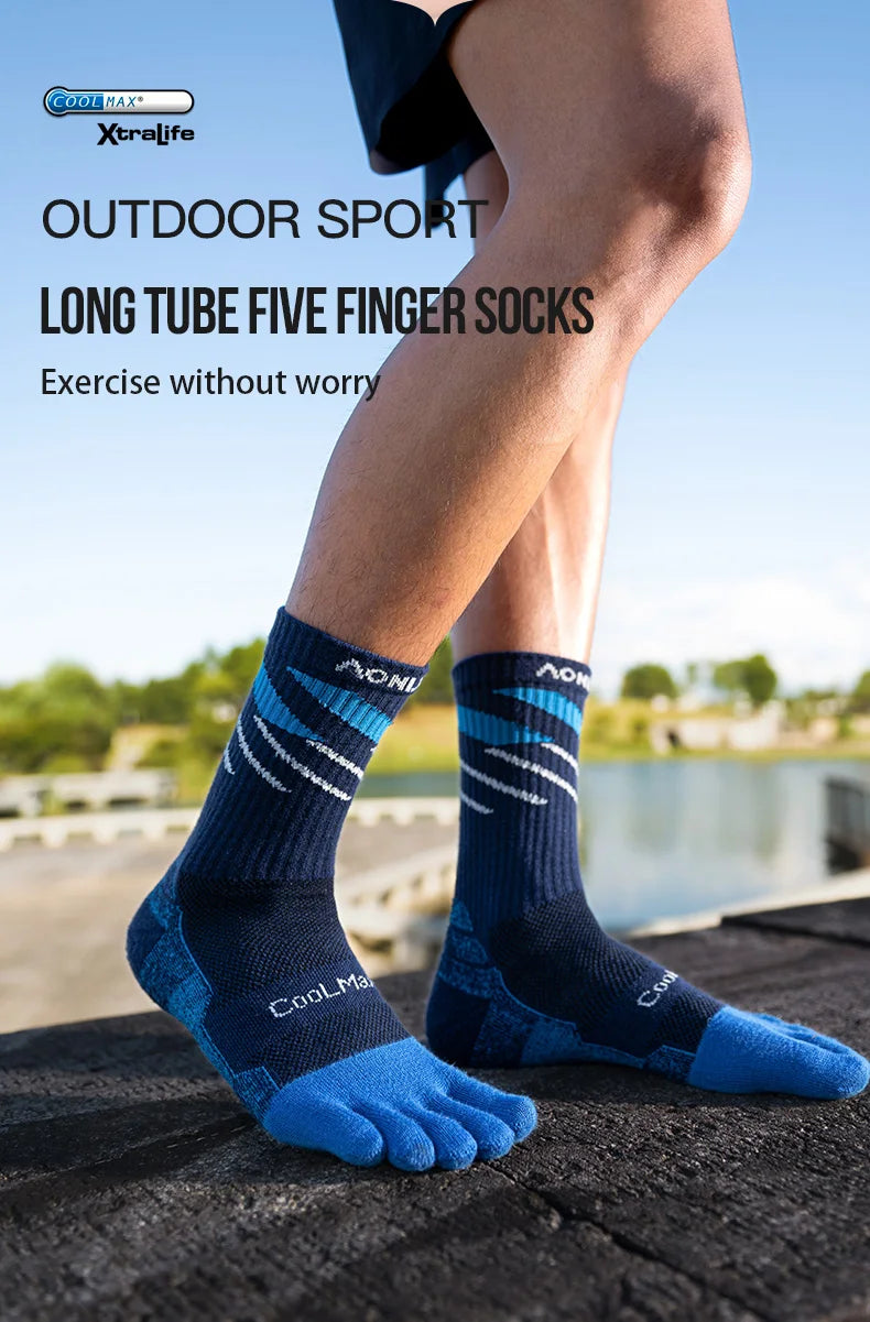 AONIJIE E4846 Sports Long Five-finger Socks Warm and Breathable Terry Socks Suitable for Mountaineering and Cross-country Hiking