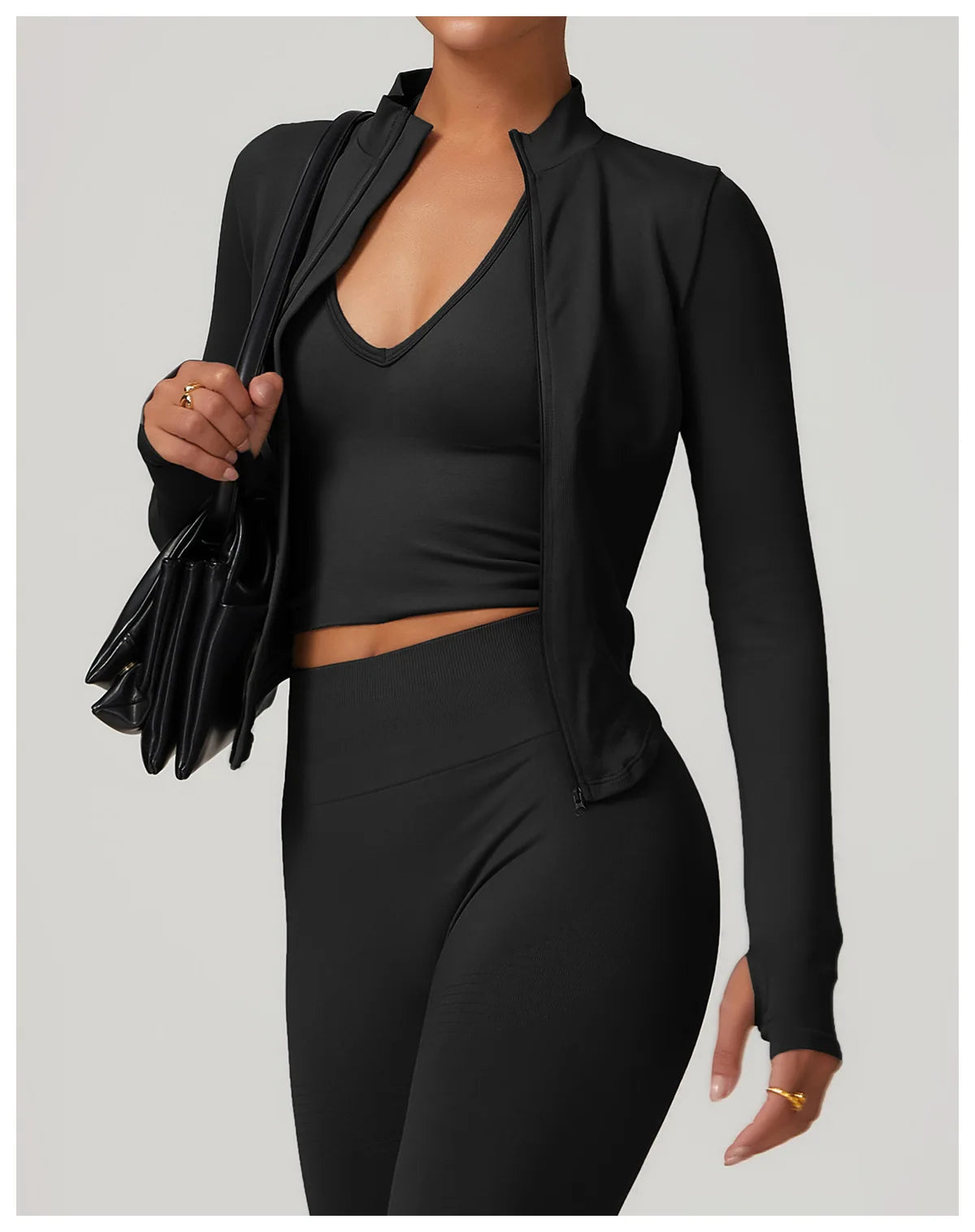 Women's Zipper Crop Sports Jacket Long Sleeve Yoga T-Shirt Solid Quick Dry Fitness Top Gym Running Workout Sportswear