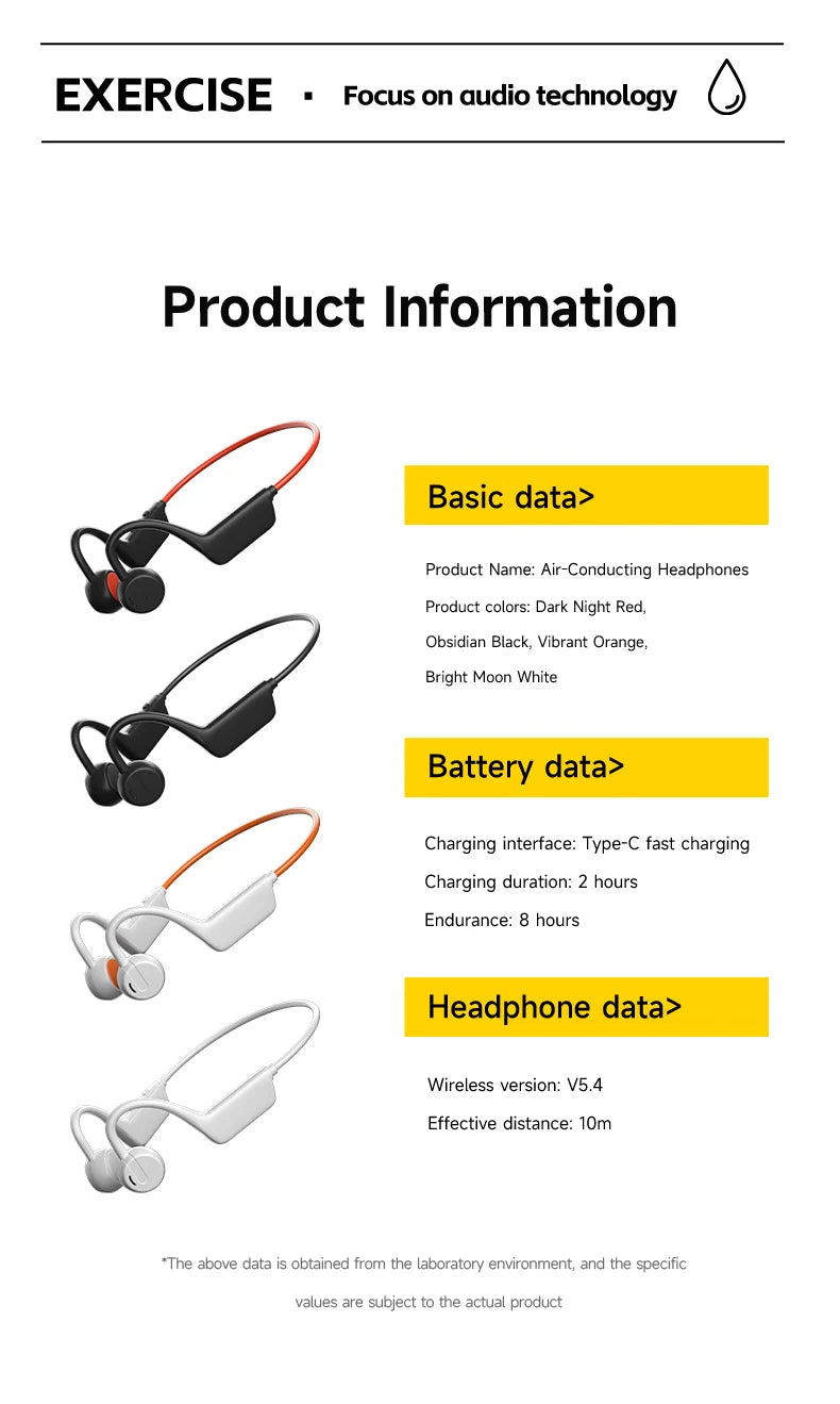 OnePlus Bone Conduction Headset Sport Headphone IPX8 Waterproof Bluetooth 5.4 Wireless Earphone Hands-free With Mic for Exercise