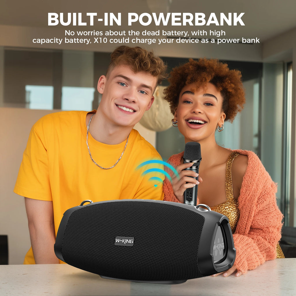 W-KING (120W PEAK)70W Portable Loud Bluetooth Speakers with Wireless Microphone,  Waterproof Outdoor Wireless Bluetooth