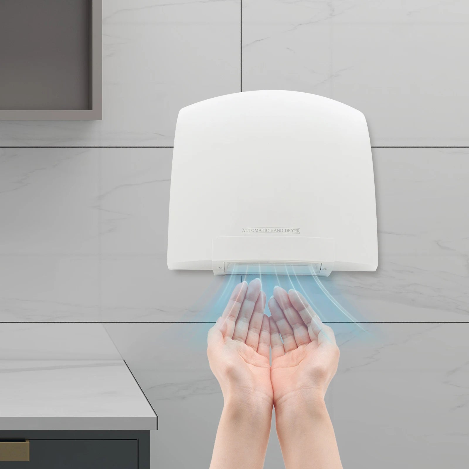 Electric Hand Dryer, Commercial Compact Air Hand Dryer, Automatic Hand Air Dryer  White 220-240V