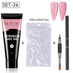LILYCUTE 15ml Extension Gel Nail Polish Set Quick Nail Prolong With Extend Mold Nail Tips Acrylic Solution Manicure Tools Kit