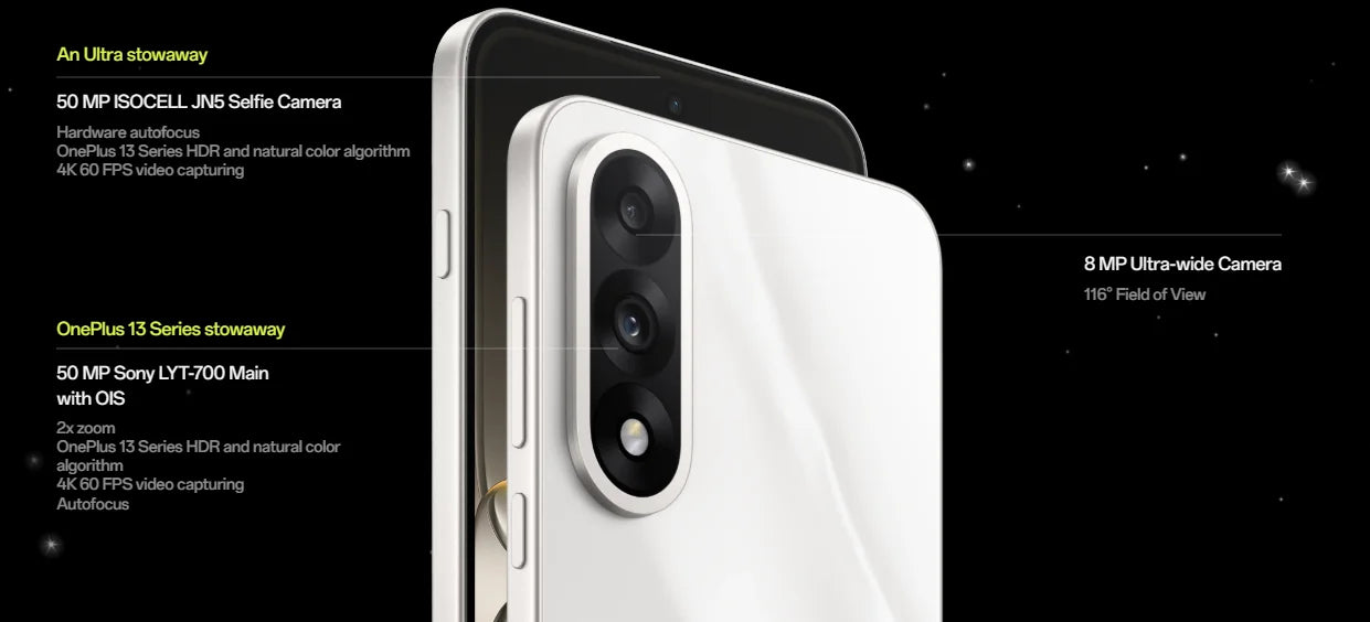 Global version samrtphone OnePlus Nord 5 5G 8GB+256GB 12GB+512GB Snapdragon 8s Gen 3 Android 15 6800 mAh 80W Wi-Fi 6  NFC